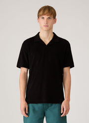 Men's Towelling Polo Shirt in Black