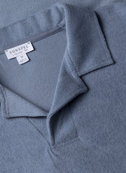 Men's Towelling Polo Shirt in Vintage Blue
