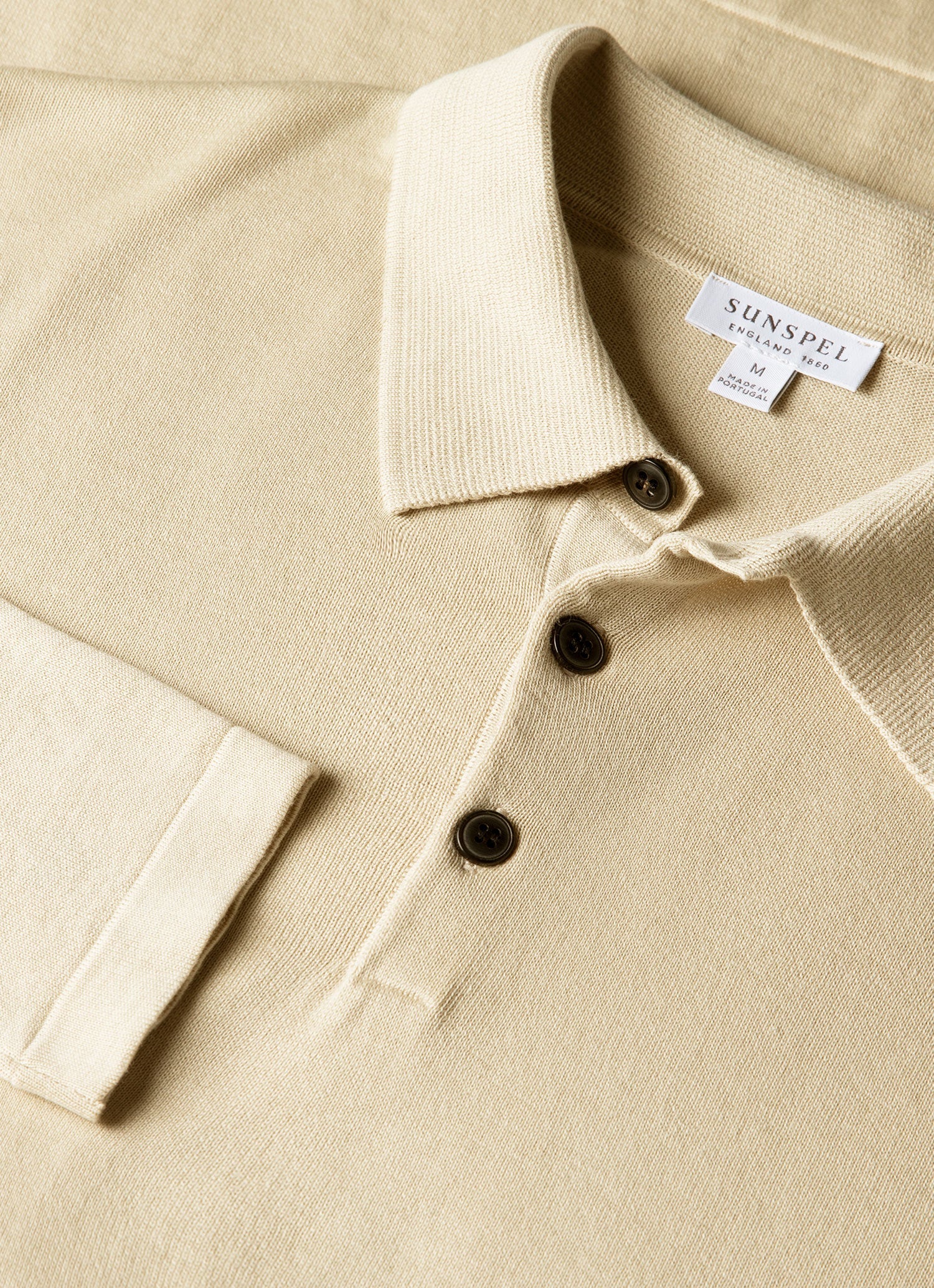 Men's Long Sleeve Sea Island Cotton Knit Polo Shirt in Hazelwood