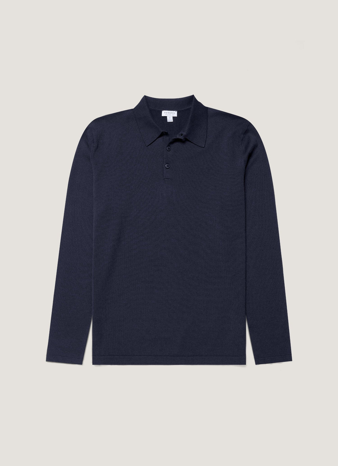 Long Sleeve Sea Island Cotton Knit Polo Shirt