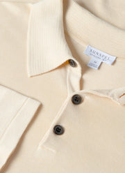 Men's Long Sleeve Sea Island Cotton Knit Polo Shirt in Undyed