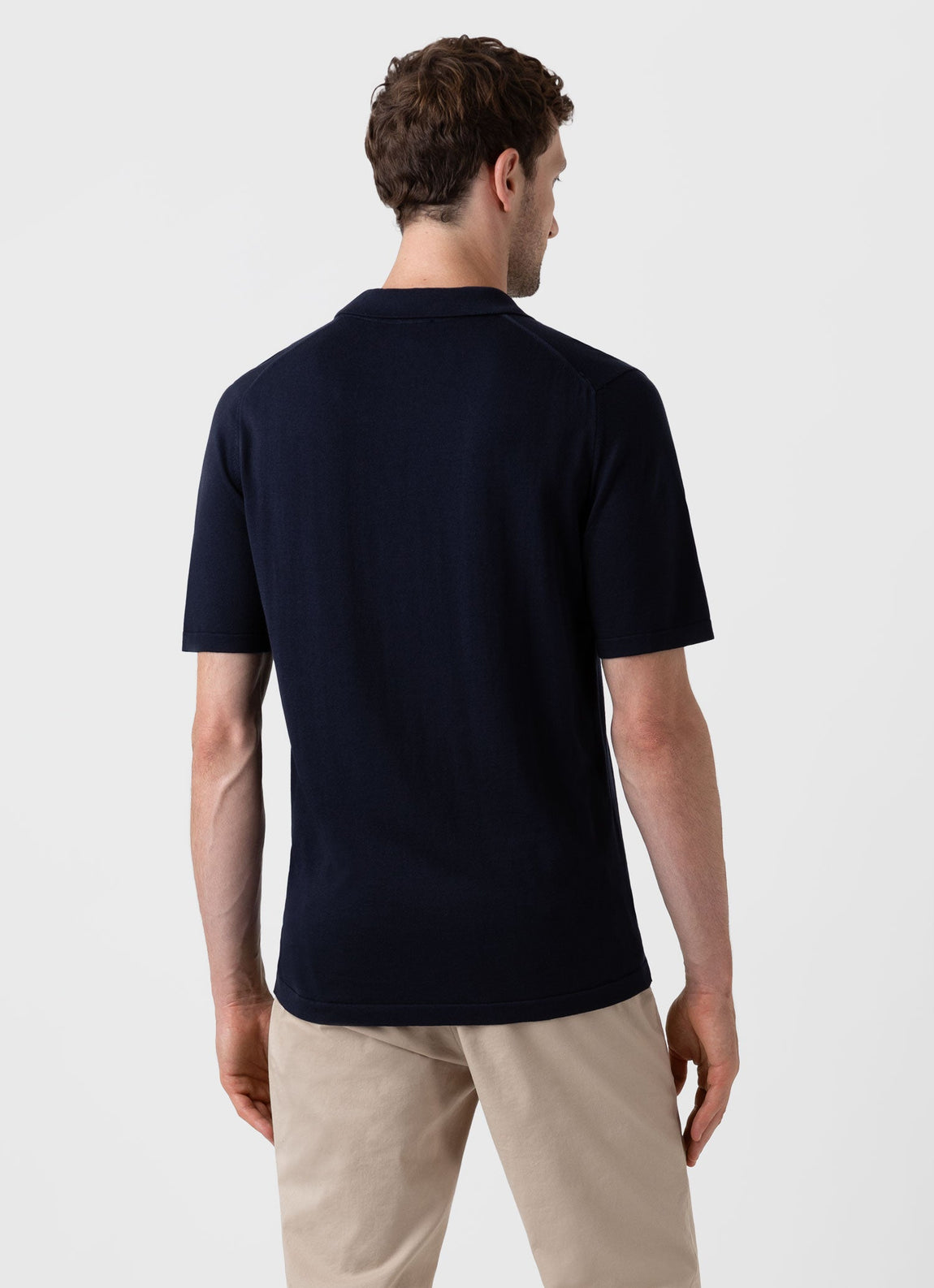 Men's Sea Island Cotton Polo Shirt in Light Navy