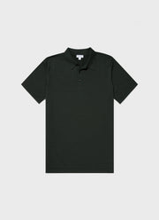 Men's Sea Island Cotton Knit Polo Shirt in Seaweed