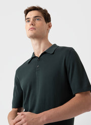 Men's Sea Island Cotton Knit Polo Shirt in Seaweed