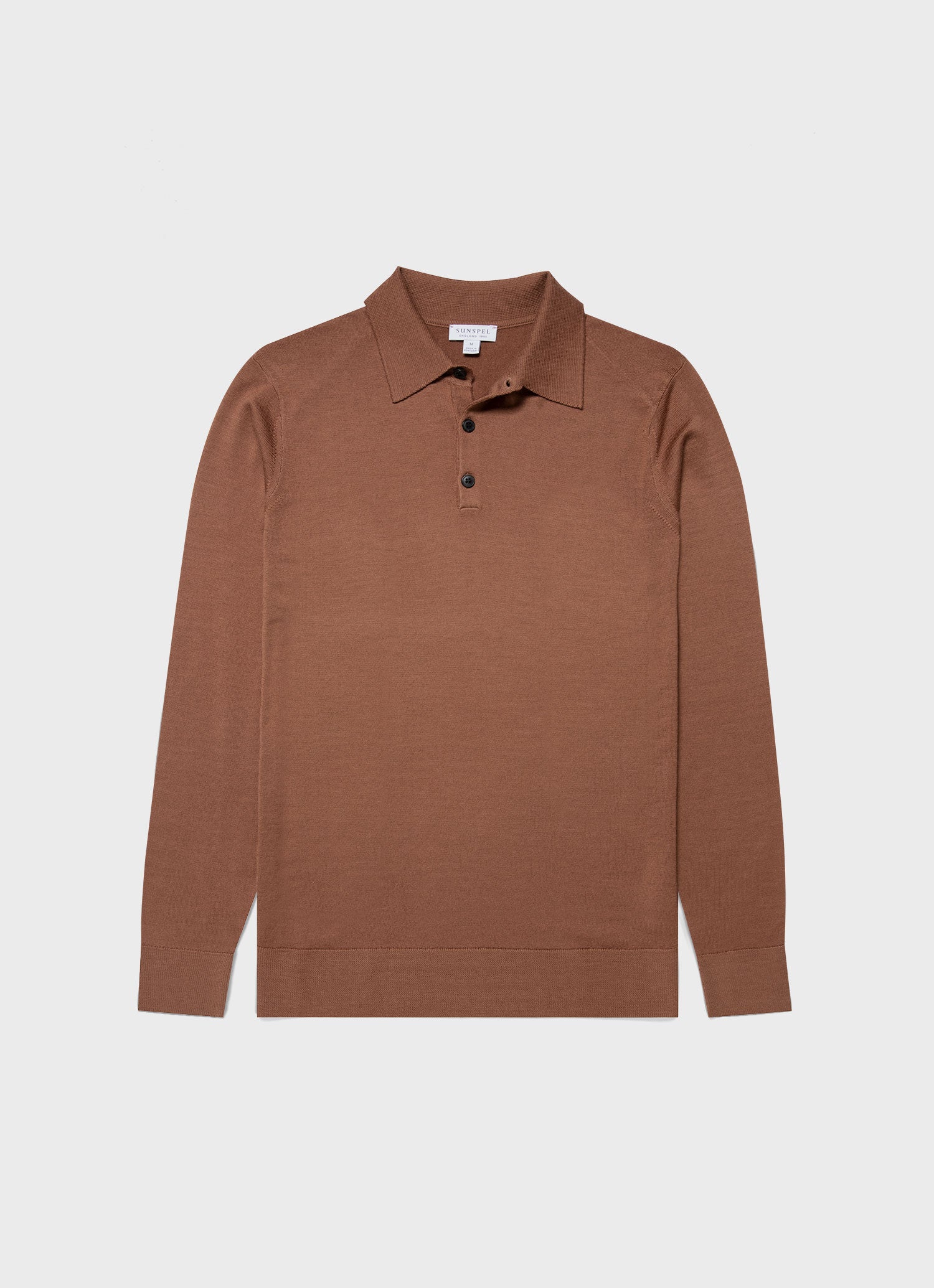 Men's Extra-Fine Merino Polo Shirt in Pecan