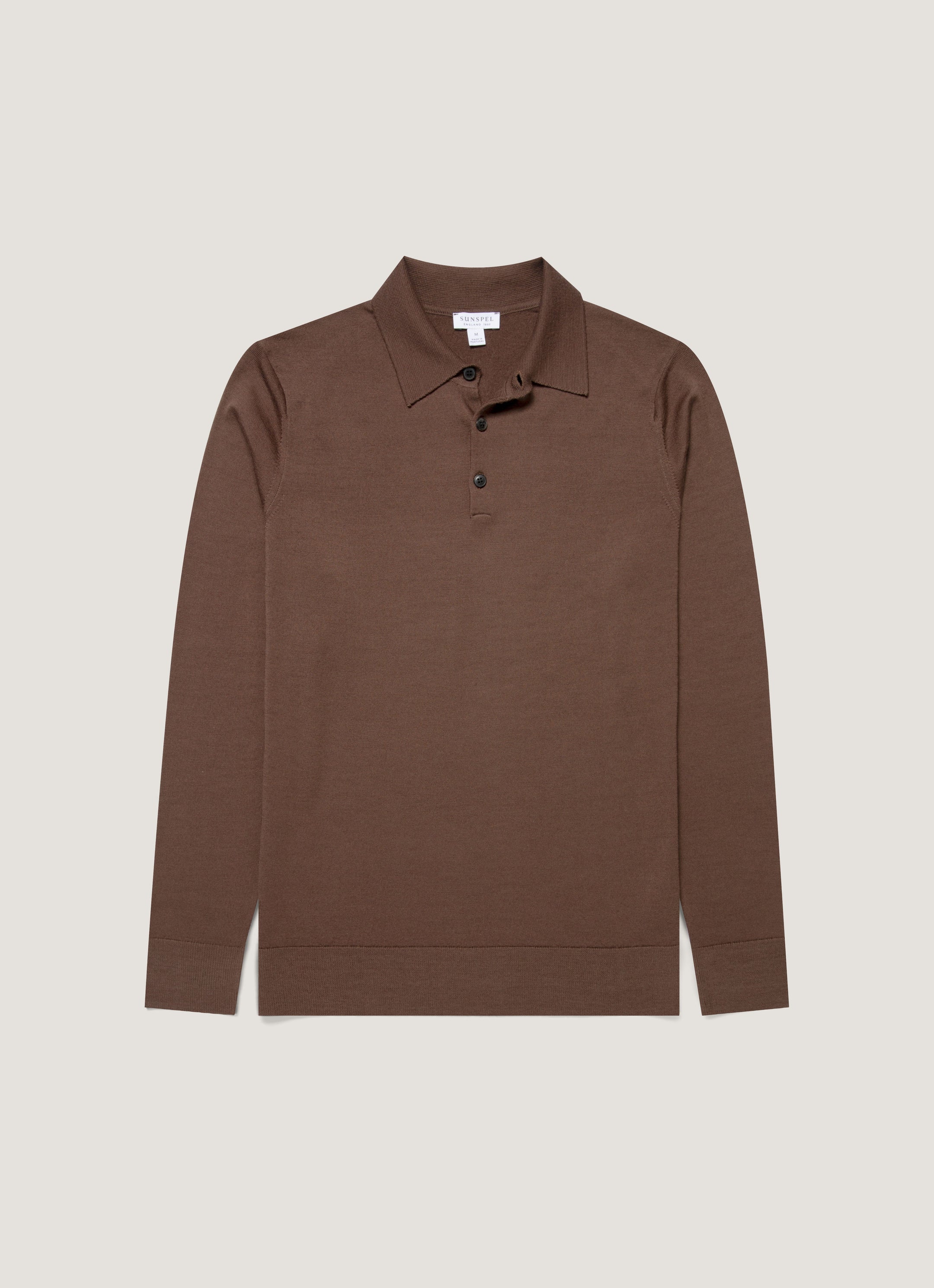 Men's Extra-Fine Merino Polo Shirt in Bark