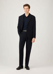 Men's Extra-Fine Merino Polo Shirt in Navy