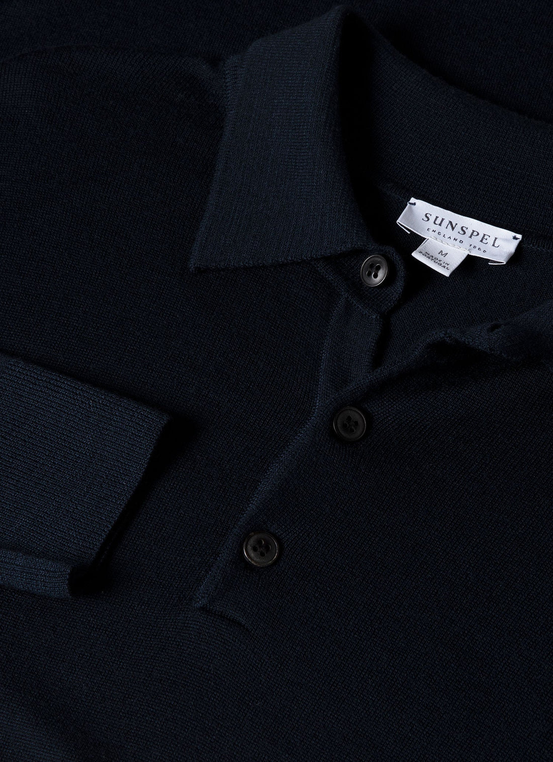 Men's Extra-Fine Merino Knitted Polo Shirt in Light Navy