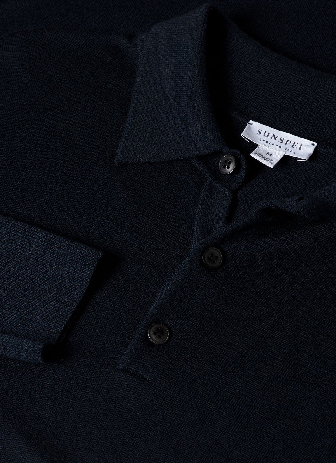Men's Extra-Fine Merino Knitted Polo Shirt in Light Navy