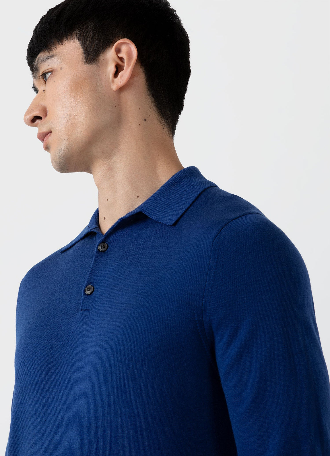 Men's Extra-Fine Merino Polo Shirt in Space Blue