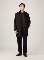 Men's Extra-Fine Merino Knitted Polo Shirt in Dark Green