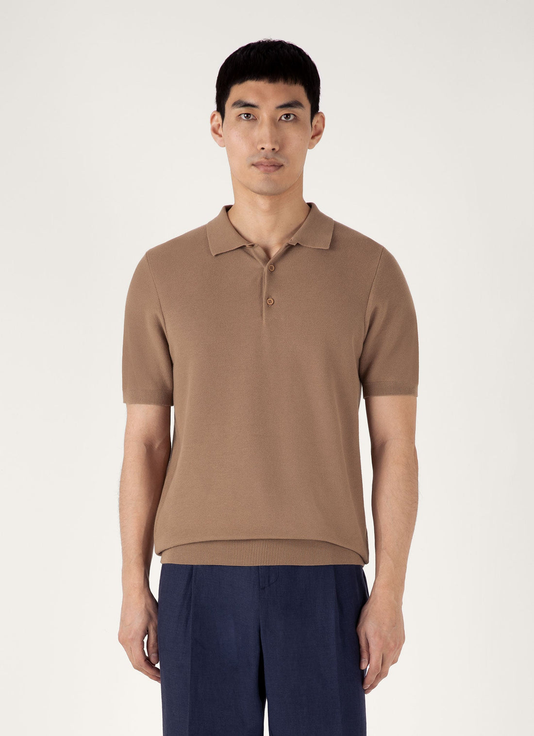 Men's Knit Polo Shirt in Dune