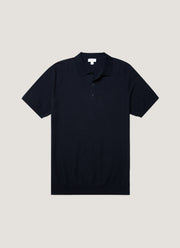 Men's Cotton Knit Polo Shirt in Navy
