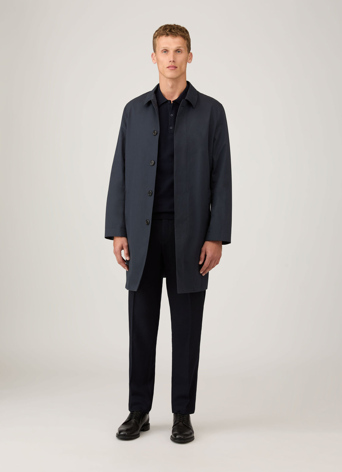 Men's Cotton Knit Polo Shirt in Navy