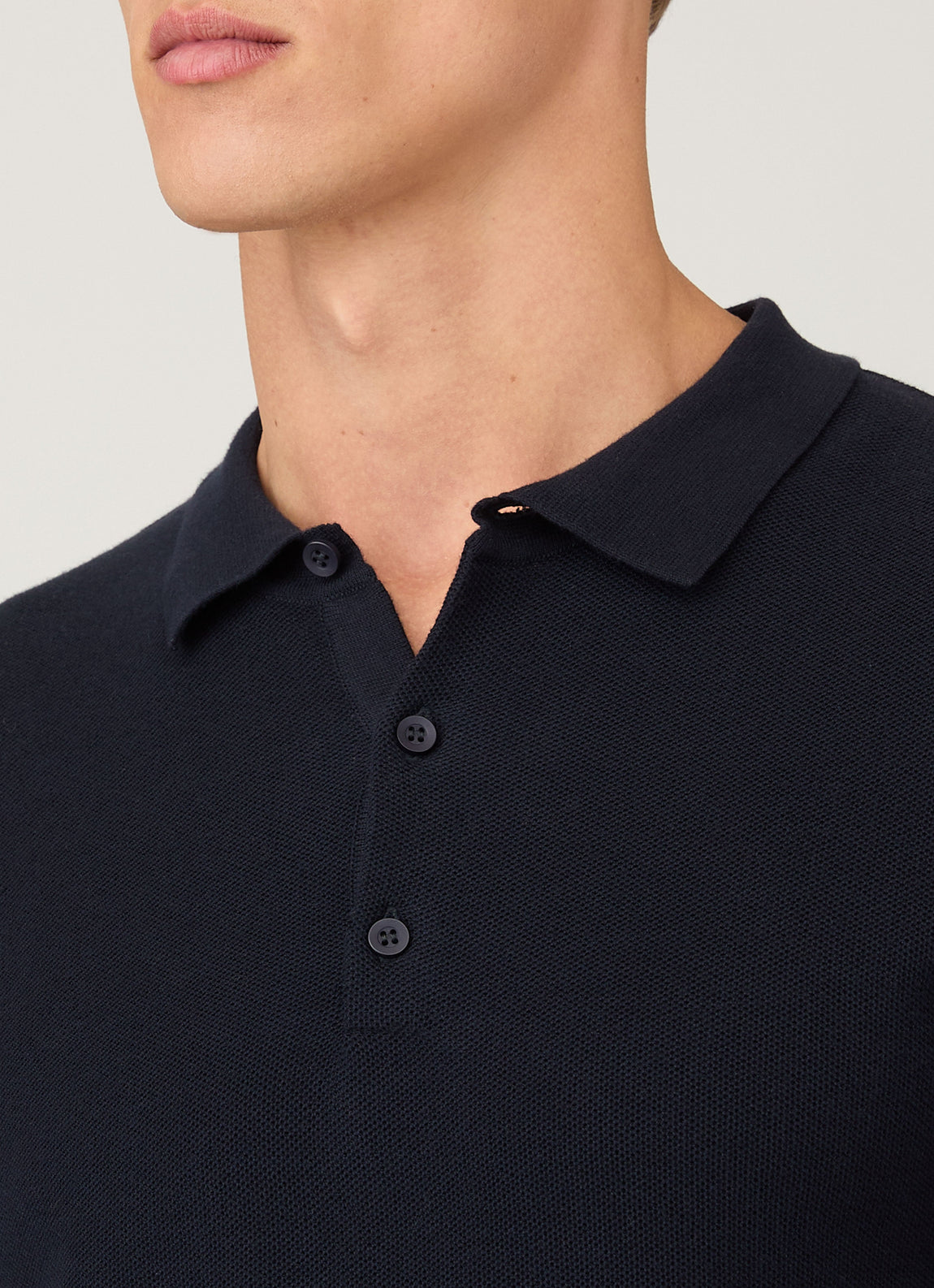 Men's Cotton Knit Polo Shirt in Navy