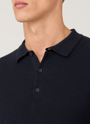 Men's Cotton Knit Polo Shirt in Navy