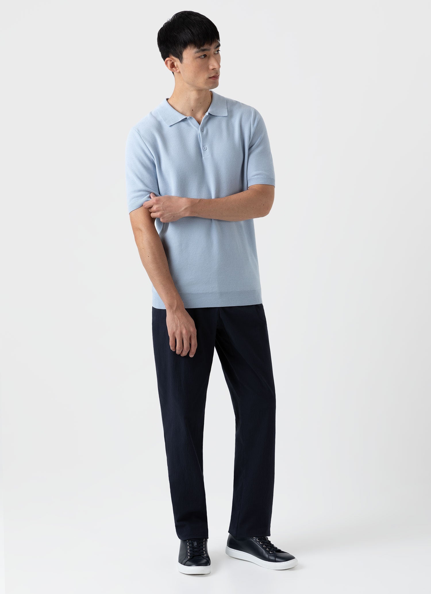 Men's Knit Polo Shirt in Pastel Blue