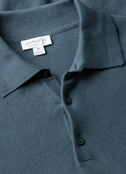 Men's Knit Polo Shirt in Slate Blue