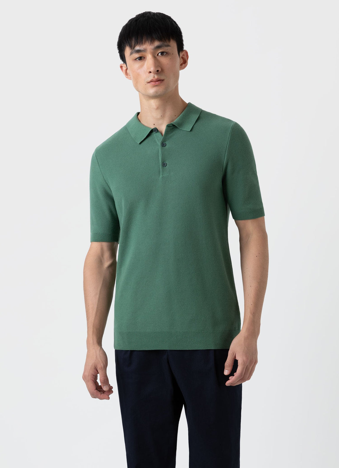 Men's Knit Polo Shirt in Thyme