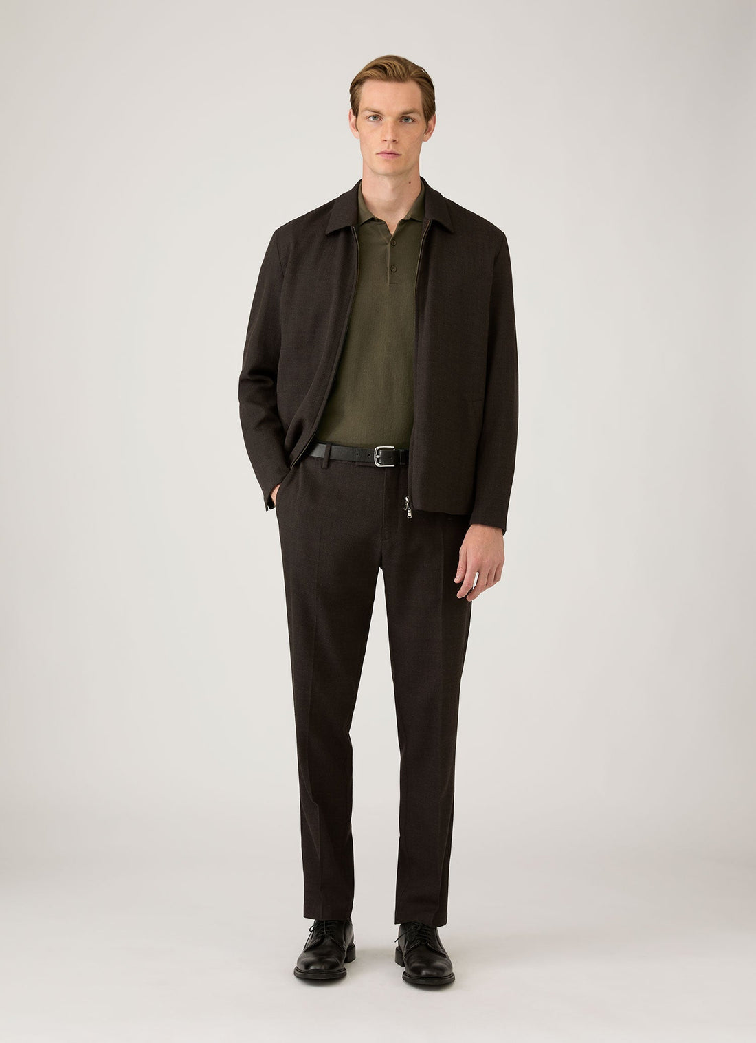 Men's Cotton Knit Polo Shirt in Khaki