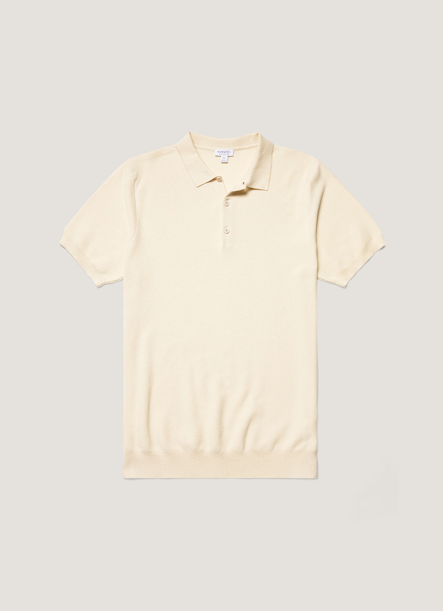 Men's Cotton Knit Polo Shirt in Ecru