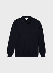 Men's Knit Long Sleeve Polo Shirt in Navy