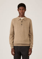 Men's Lambswool Polo Shirt in Sandstone