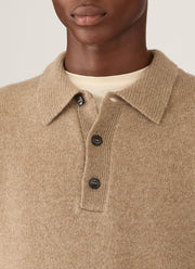 Men's Lambswool Polo Shirt in Sandstone