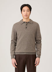 Men's Lambswool Polo Shirt in Bark