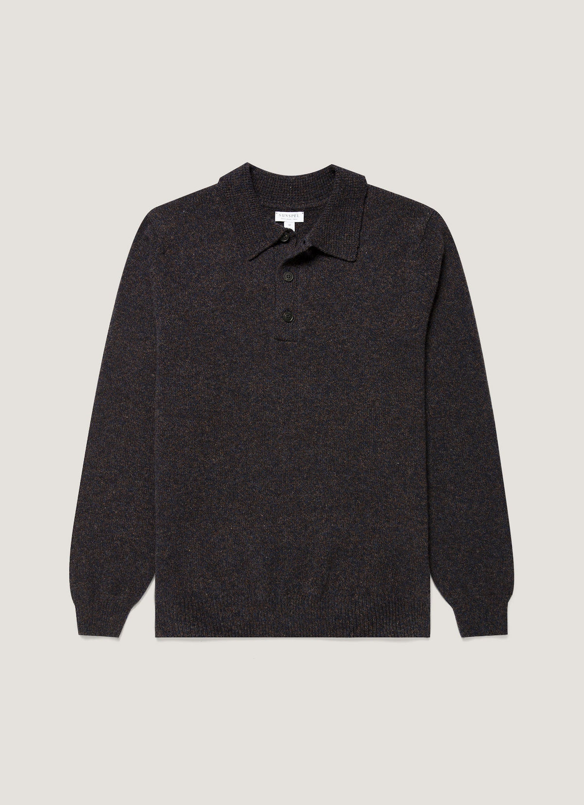 Men's Lambswool Knitted Polo Shirt in Midnight Navy Twist