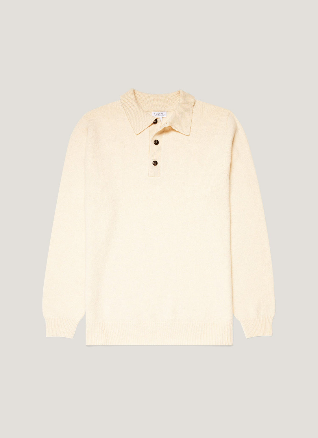 Men's Lambswool Knitted Polo Shirt in Ecru