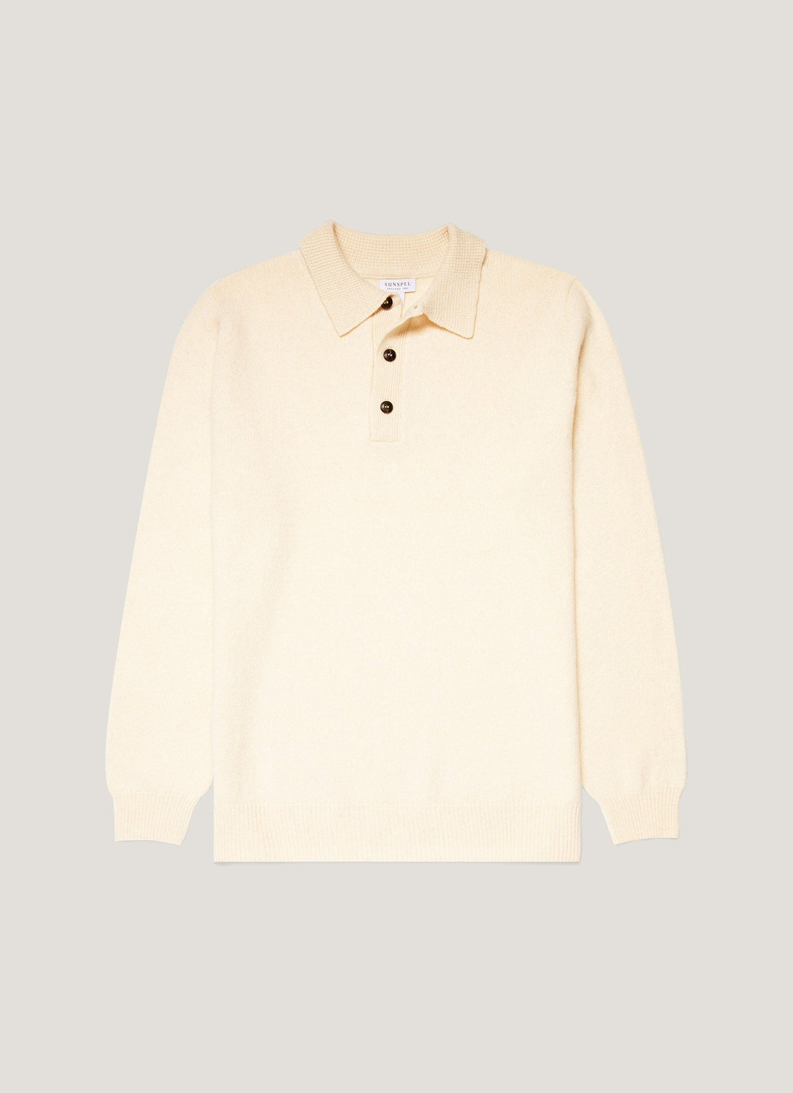 Men's Lambswool Knitted Polo Shirt in Ecru