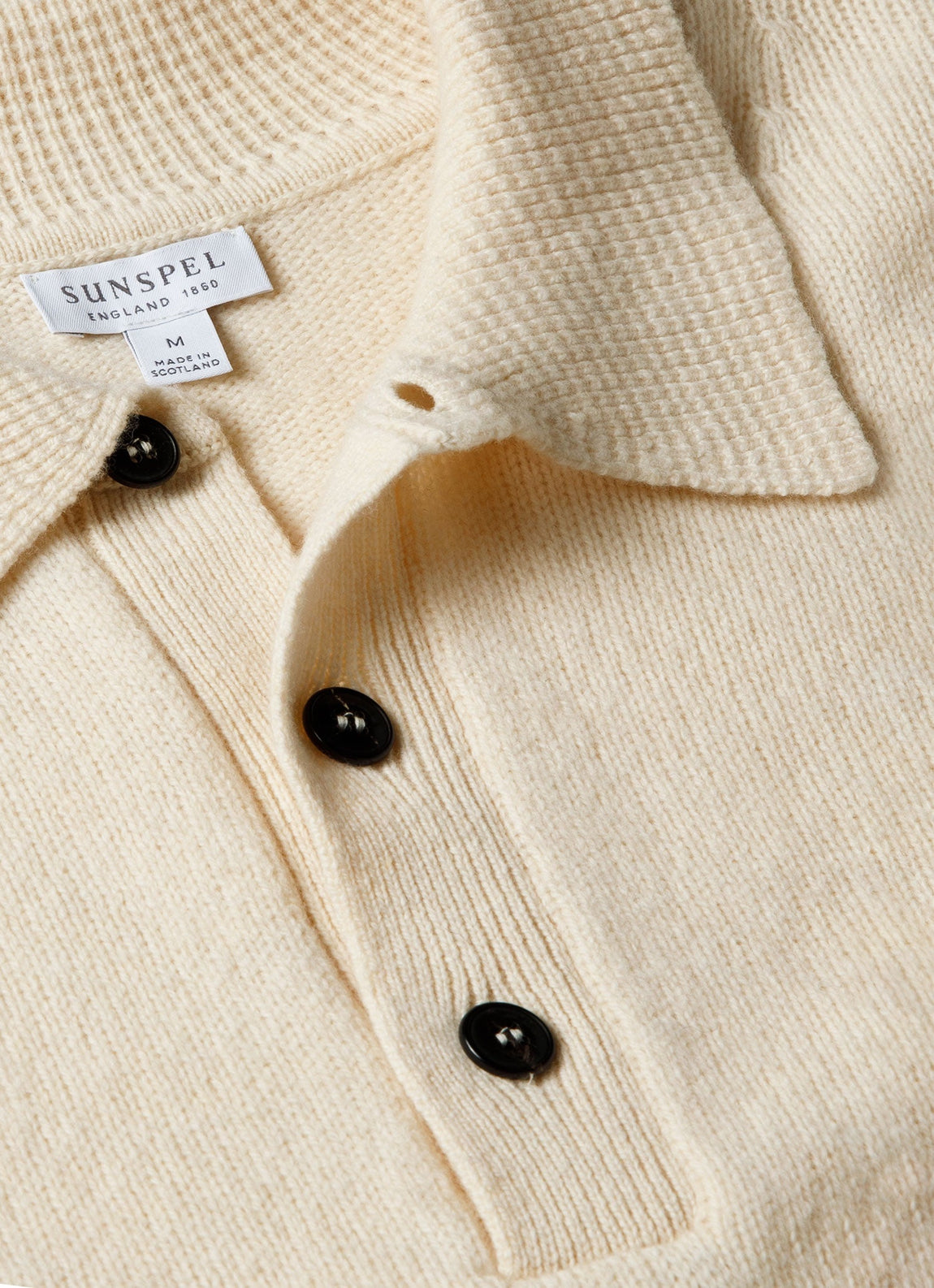 Men's Lambswool Knitted Polo Shirt in Ecru