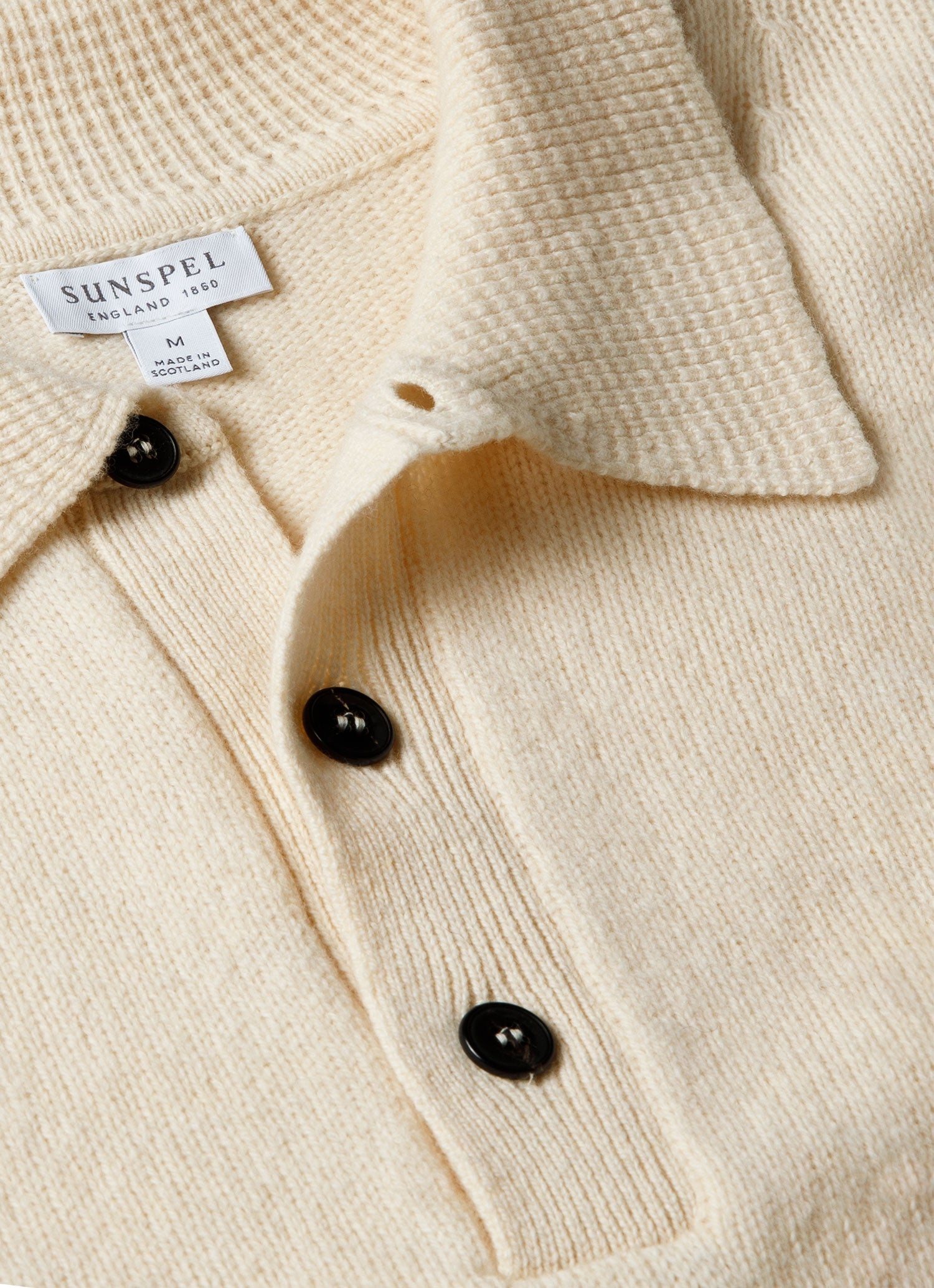 Men's Lambswool Knitted Polo Shirt in Ecru