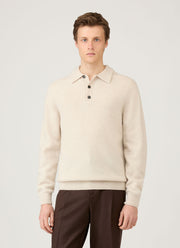 Men's Lambswool Polo Shirt in Oatmeal Melange