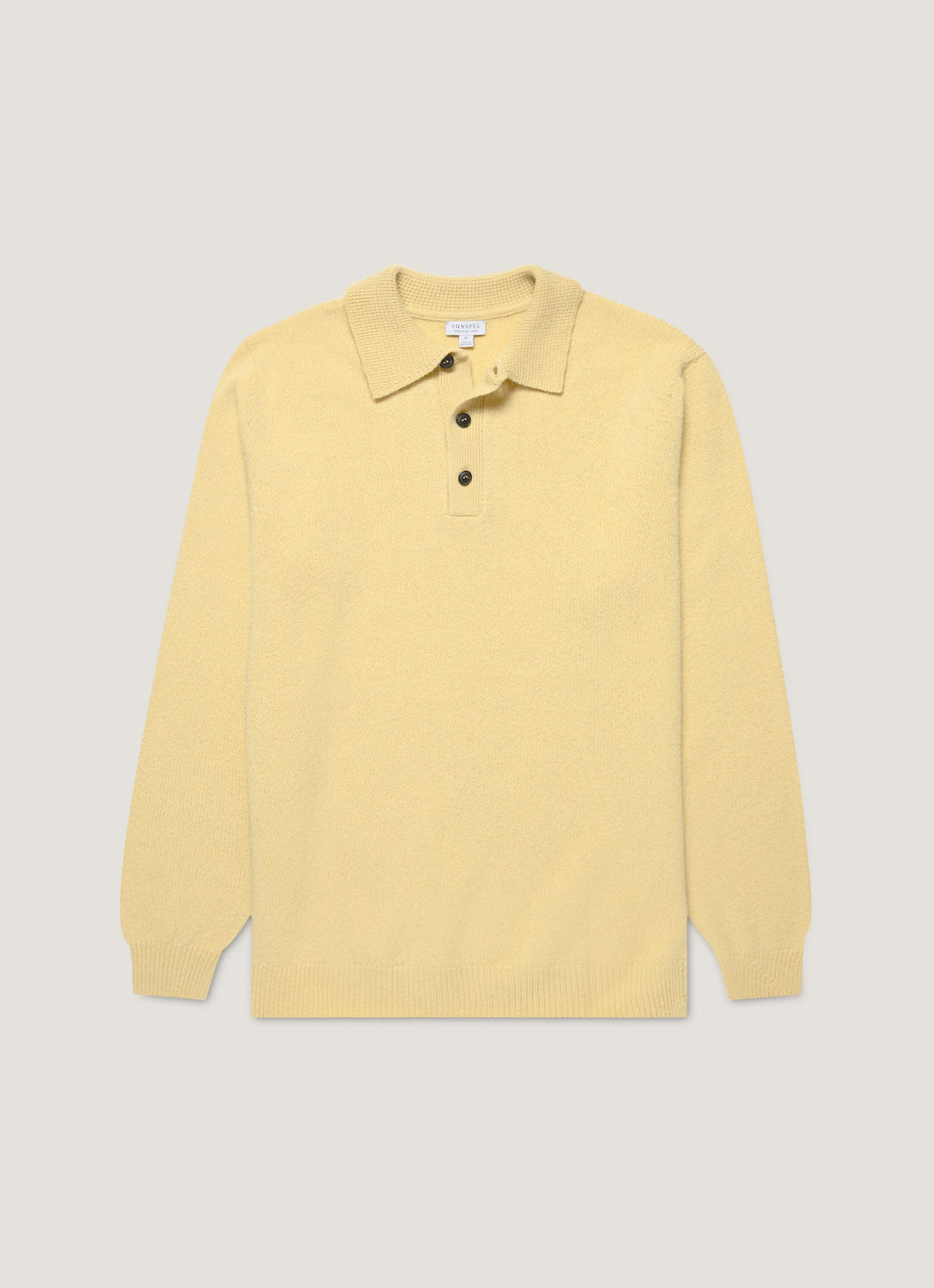 Men's Lambswool Polo Shirt in Dusty Yellow