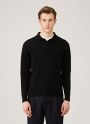 Men's Cashmere Polo Shirt in Black