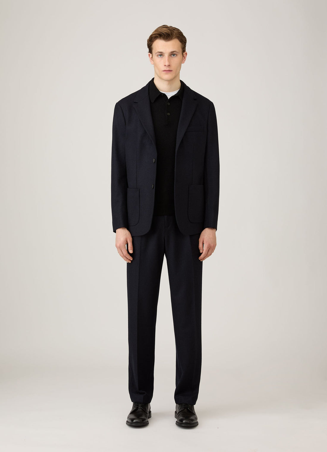 Men's Cashmere Knitted Polo Shirt in Black