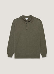 Men's Cashmere Polo Shirt in Khaki