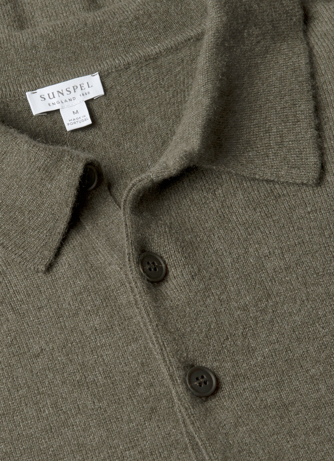 Men's Cashmere Knitted Polo Shirt in Khaki