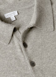 Men's Cashmere Polo Shirt in Grey Melange