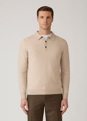 Men's Cashmere Knitted Polo Shirt in Swansdown