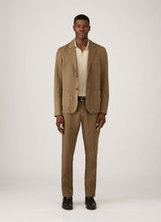 Men's Long Sleeve Fine Rib Silk Cotton Polo Shirt in Hazelwood