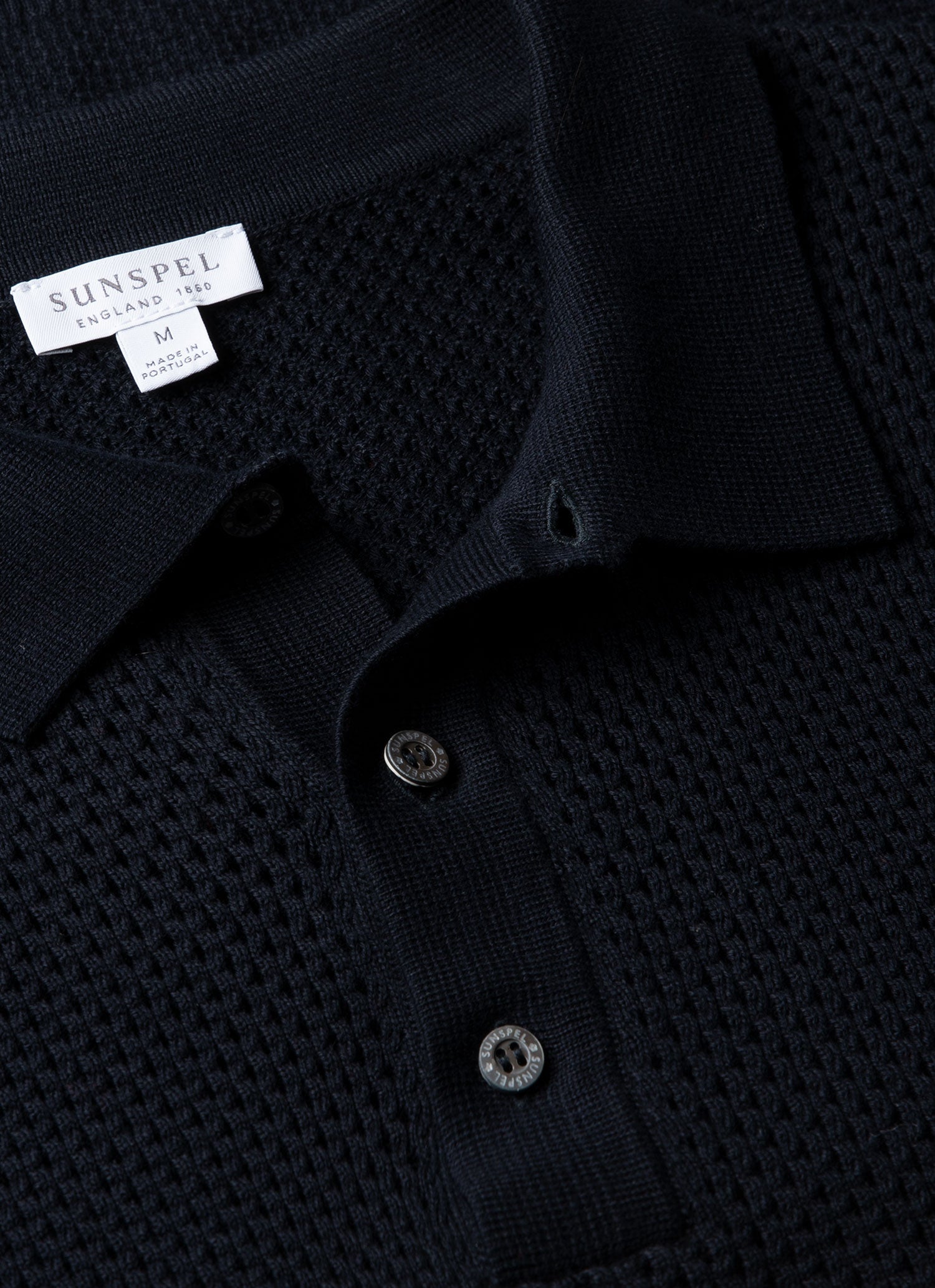 Men's Cotton Mesh Polo Shirt in Navy