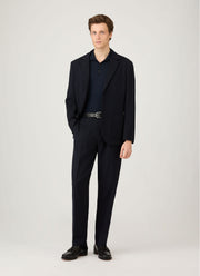 Men's Extra-Fine Merino Knitted Polo Shirt in Navy