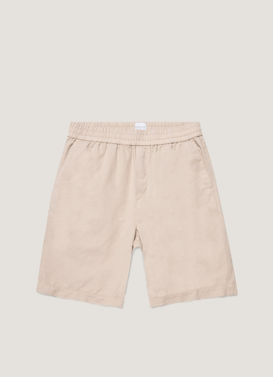 Men's Cotton Linen Drawstring Shorts in Light Sand