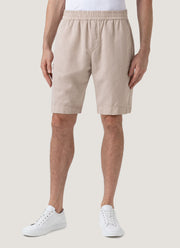 Men's Cotton Linen Drawstring Shorts in Light Sand