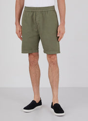 Men's Cotton Linen Drawstring Shorts in Light Khaki