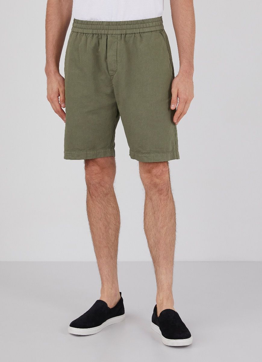 Men's Cotton Linen Drawstring Shorts in Light Khaki