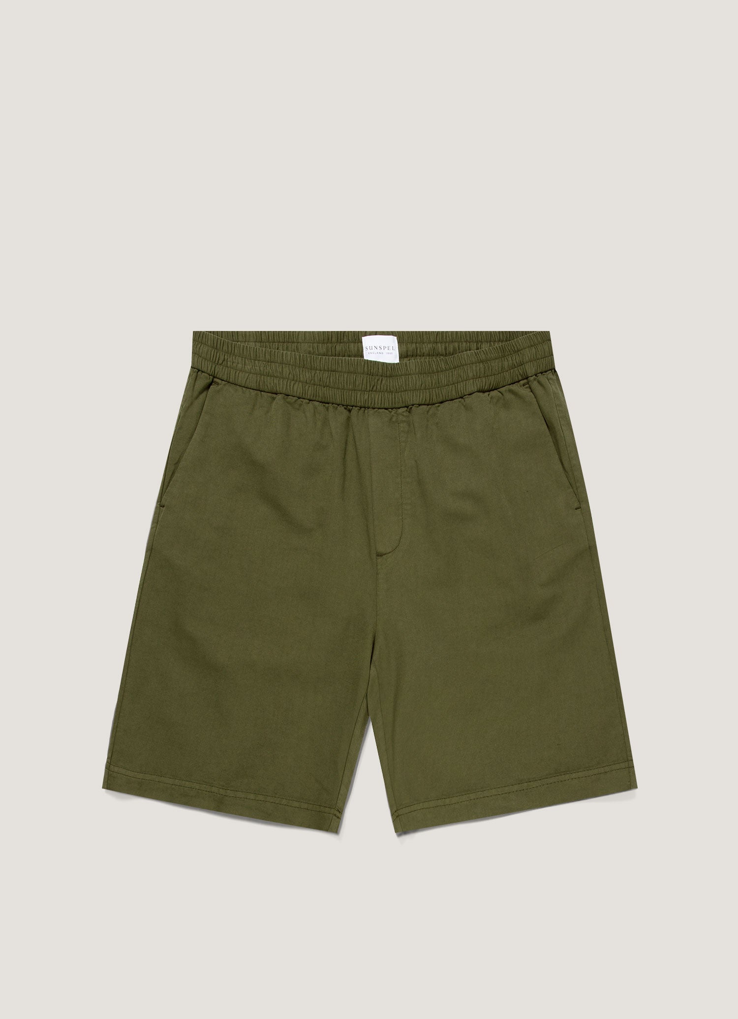Men's Cotton Linen Drawstring Shorts in Deep Olive